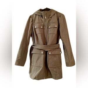 Michael Kors Olive Belted Zip Front Anorak Jacket